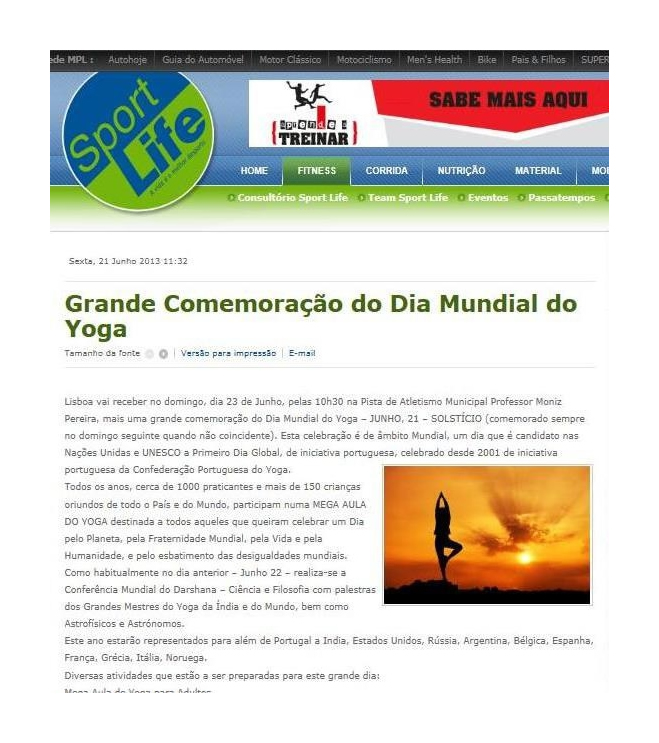Imprensa - Dia Mundial do yoga 2013